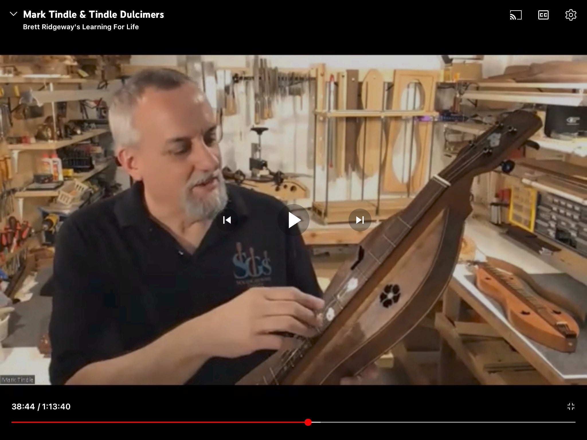 Load video: Tindle Dulcimers - Mark in the workshop.